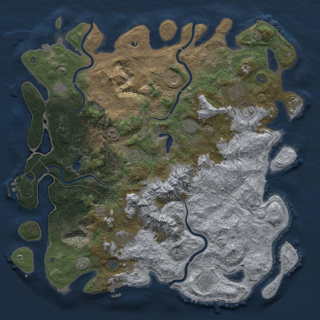 Rust Map: Procedural Map, Size: 5000, Seed: 628978, 19 Monuments