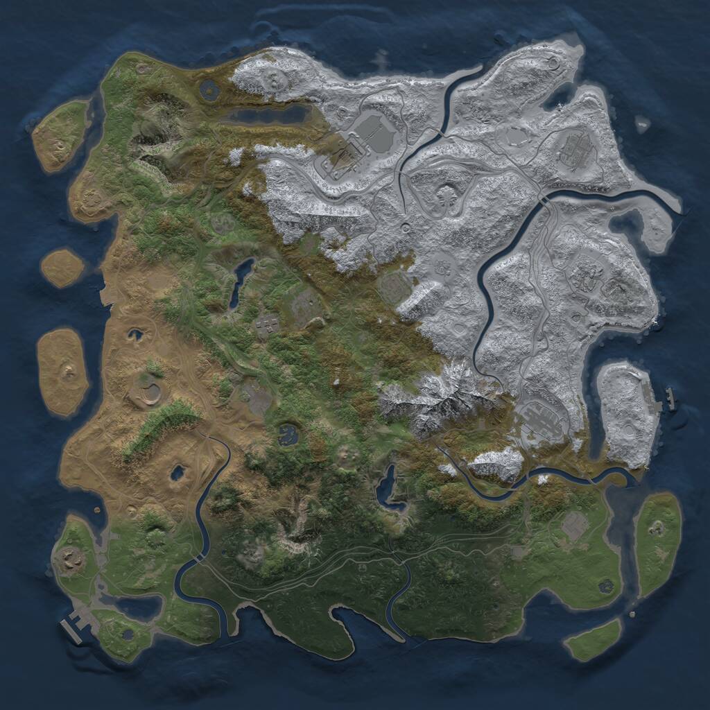 Rust Map: Procedural Map, Size: 5000, Seed: 978409, 19 Monuments