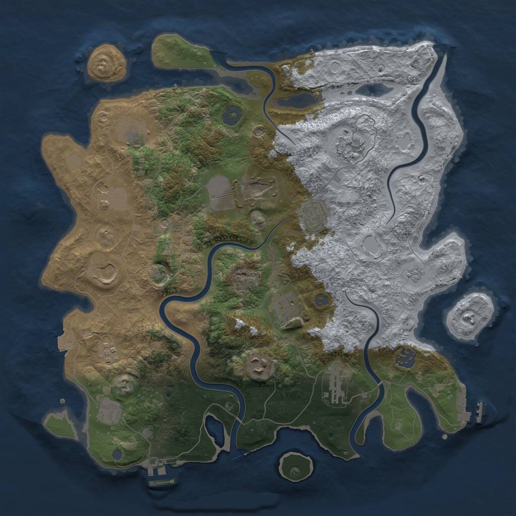 Rust Map: Procedural Map, Size: 3900, Seed: 1147, 19 Monuments