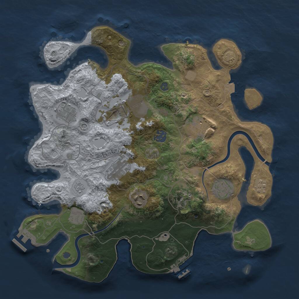 Rust Map: Procedural Map, Size: 3500, Seed: 803898505, 17 Monuments