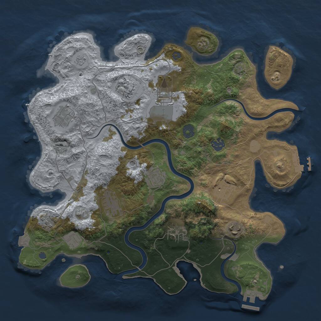 Rust Map: Procedural Map, Size: 3650, Seed: 1412561992, 18 Monuments