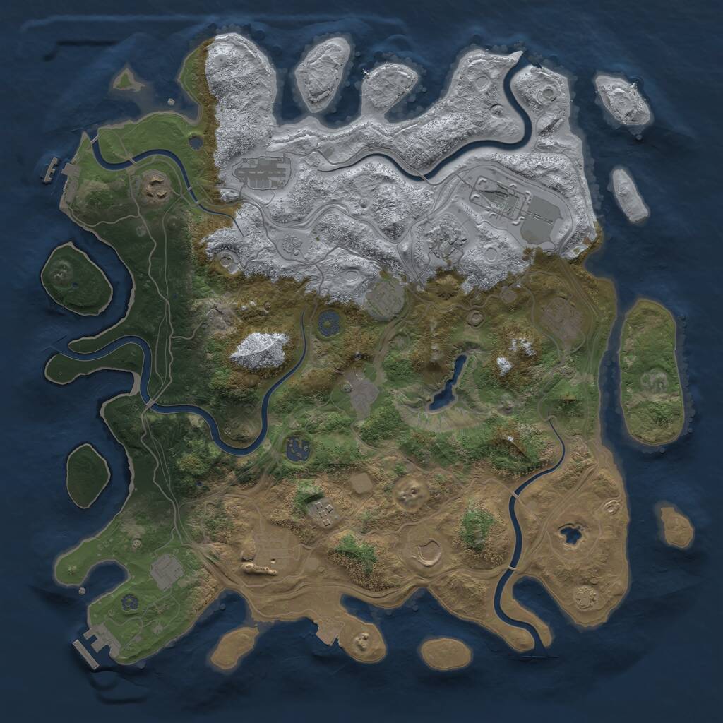 Rust Map: Procedural Map, Size: 4250, Seed: 1166716671, 17 Monuments