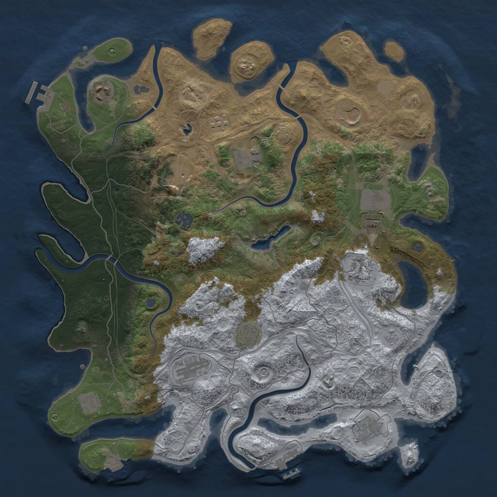 Rust Map: Procedural Map, Size: 4300, Seed: 509040663, 19 Monuments
