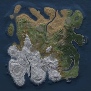Thumbnail Rust Map: Procedural Map, Size: 3500, Seed: 2128770382, 15 Monuments