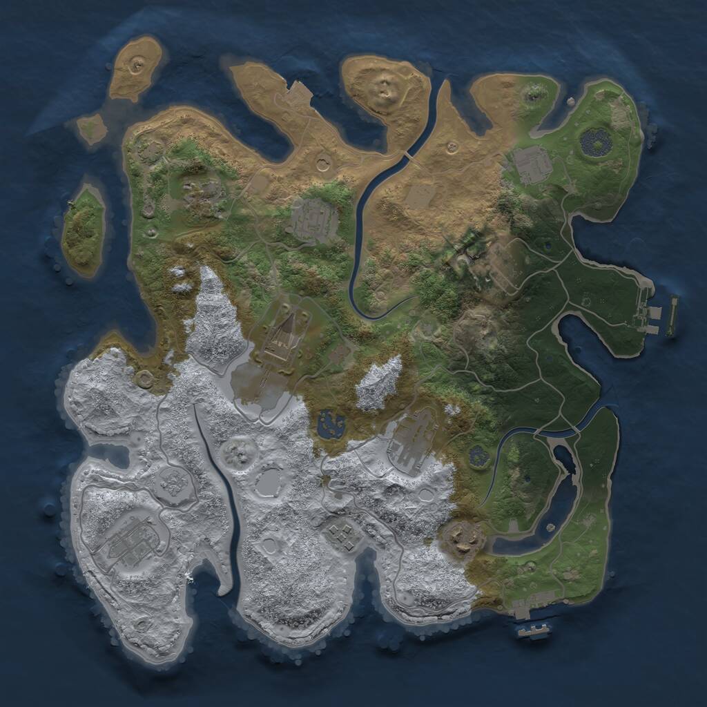 Rust Map: Procedural Map, Size: 3500, Seed: 2128770382, 15 Monuments