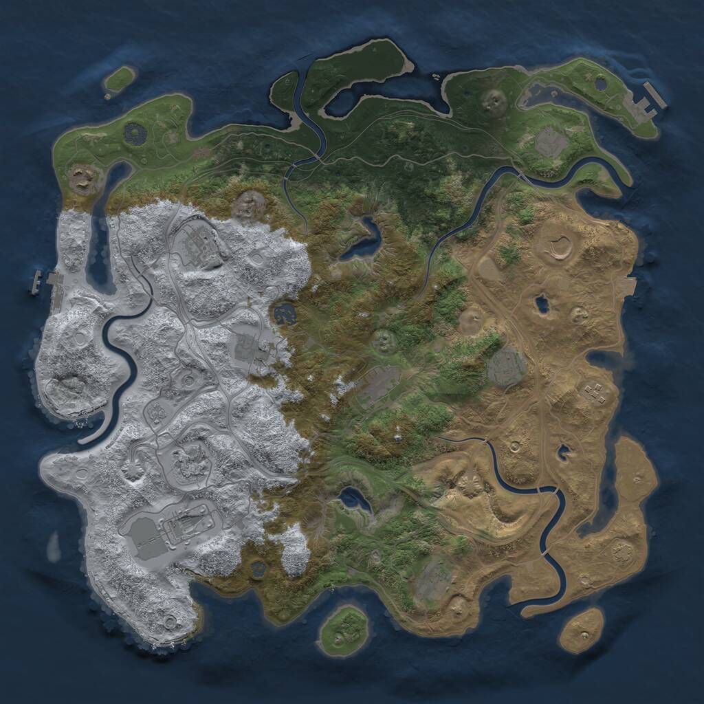 Rust Map: Procedural Map, Size: 4500, Seed: 825305, 19 Monuments