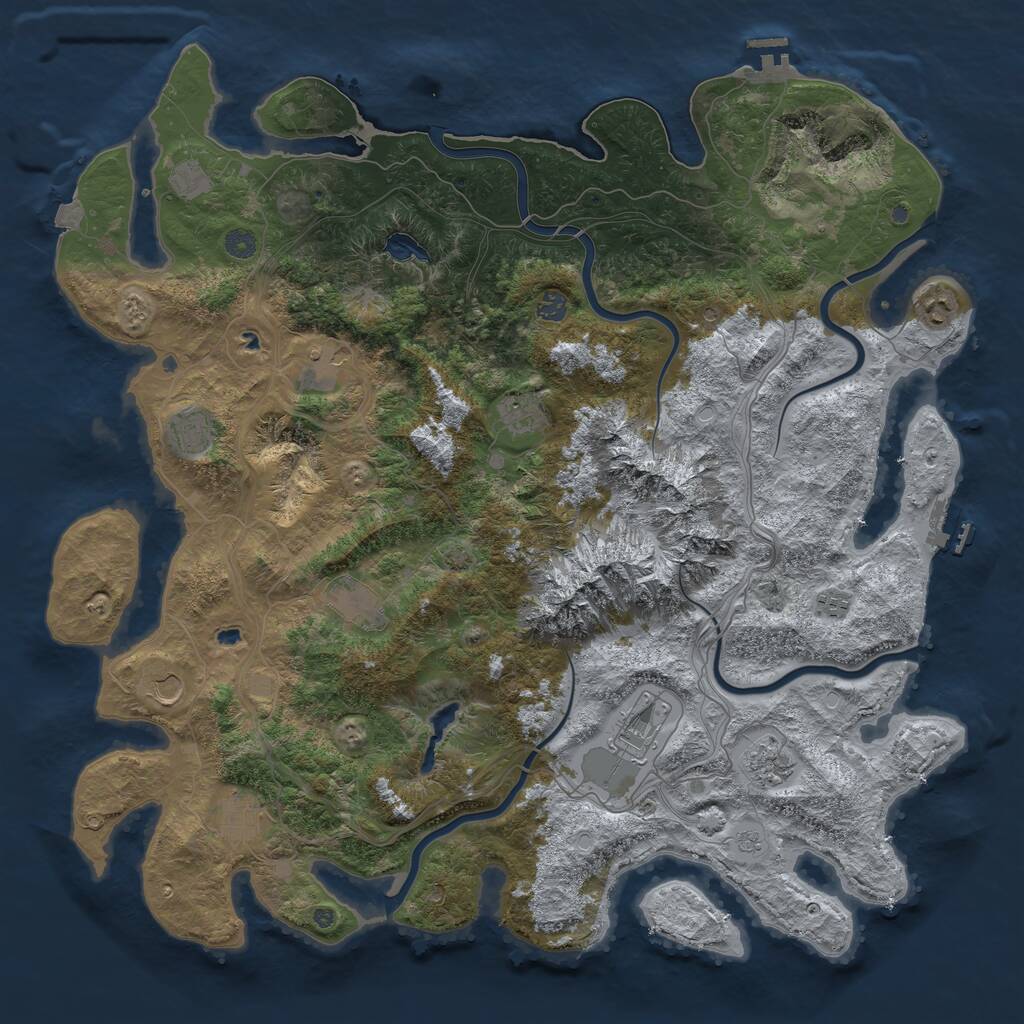 Rust Map: Procedural Map, Size: 5000, Seed: 870144, 19 Monuments