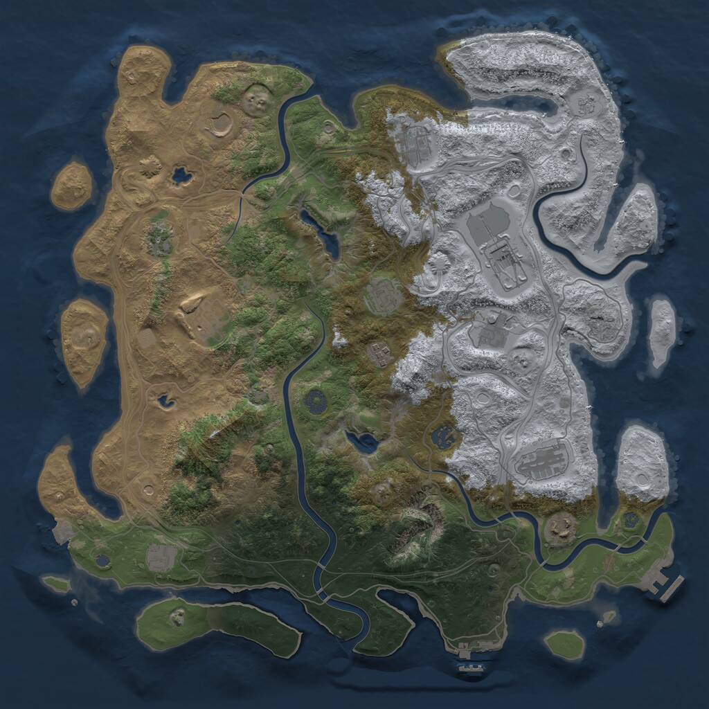 Rust Map: Procedural Map, Size: 4500, Seed: 393336, 19 Monuments