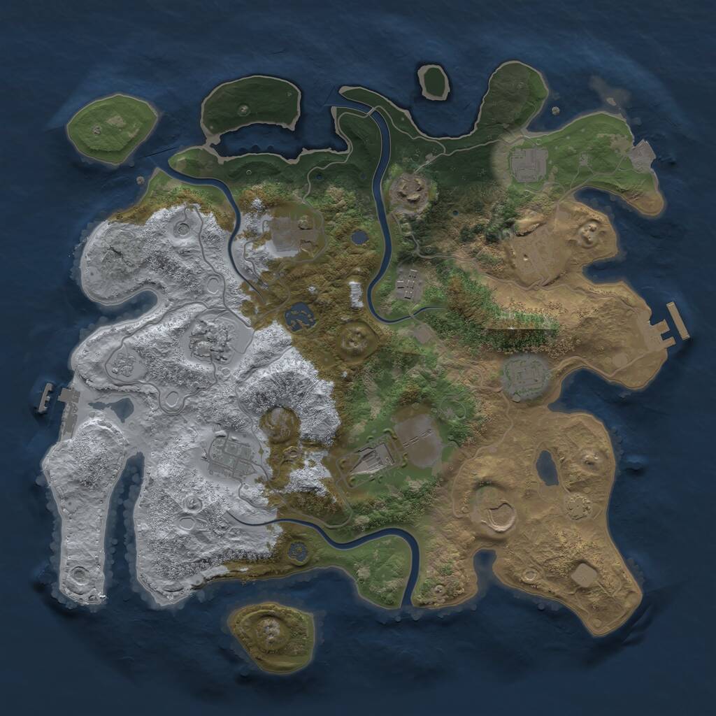 Rust Map: Procedural Map, Size: 3650, Seed: 1335416667, 18 Monuments