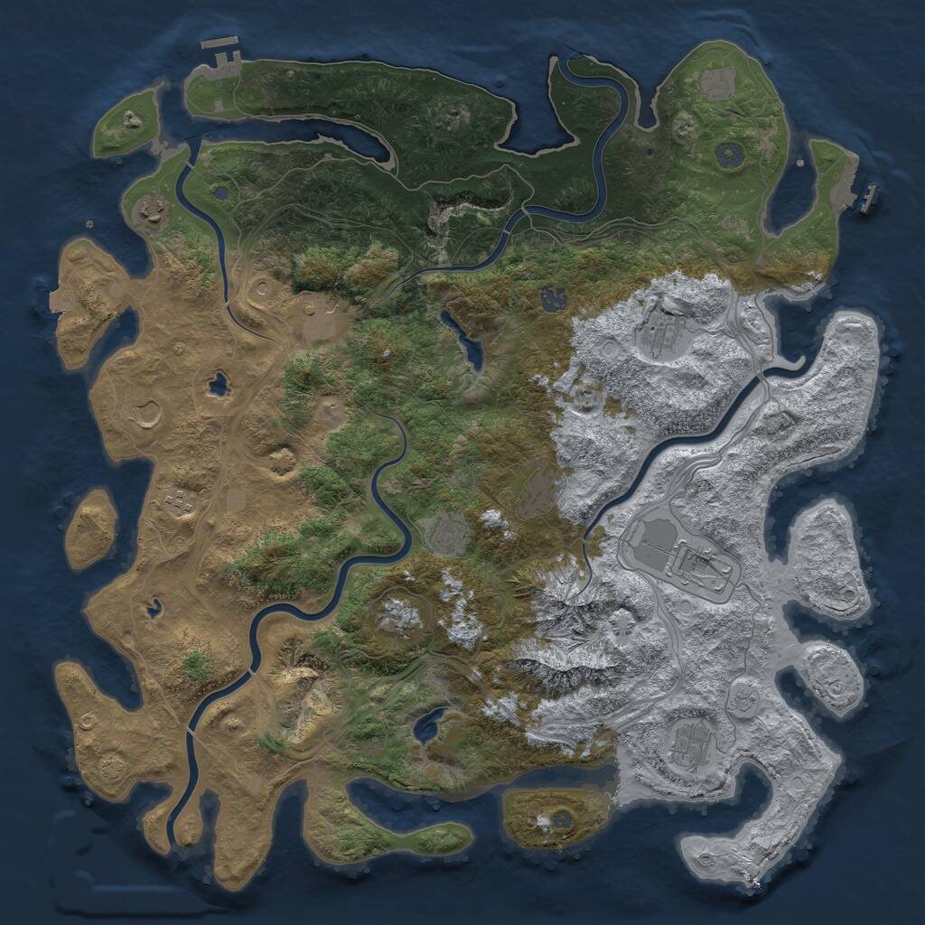 Rust Map: Procedural Map, Size: 5000, Seed: 771339, 19 Monuments
