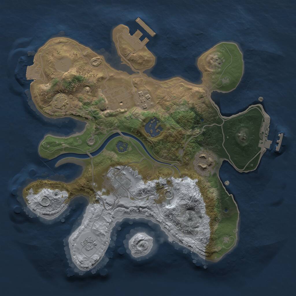 Rust Map: Procedural Map, Size: 2500, Seed: 54023, 11 Monuments
