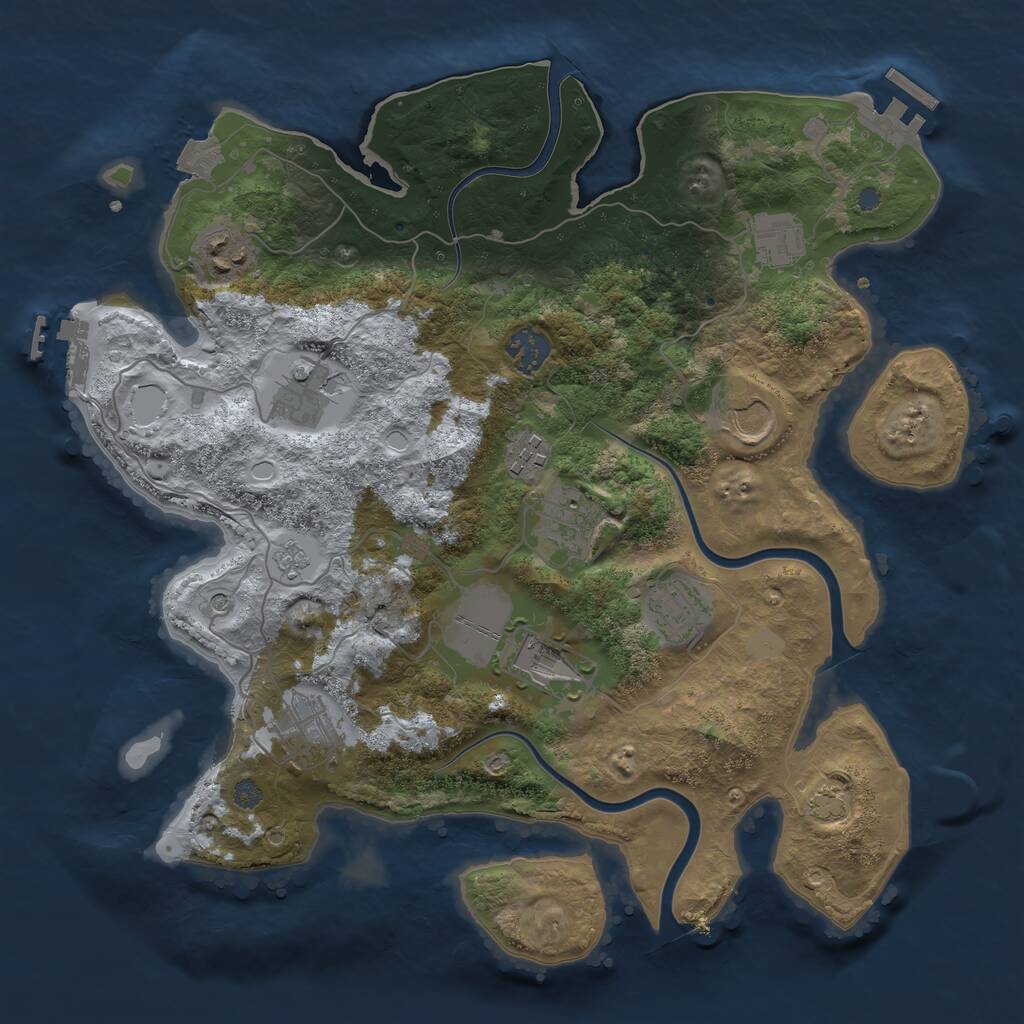 Rust Map: Procedural Map, Size: 3500, Seed: 2025515614, 17 Monuments