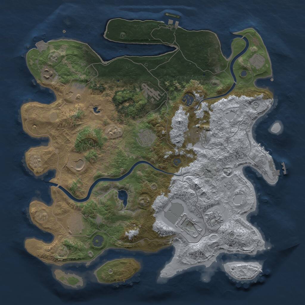 Rust Map: Procedural Map, Size: 4000, Seed: 1350523548, 19 Monuments