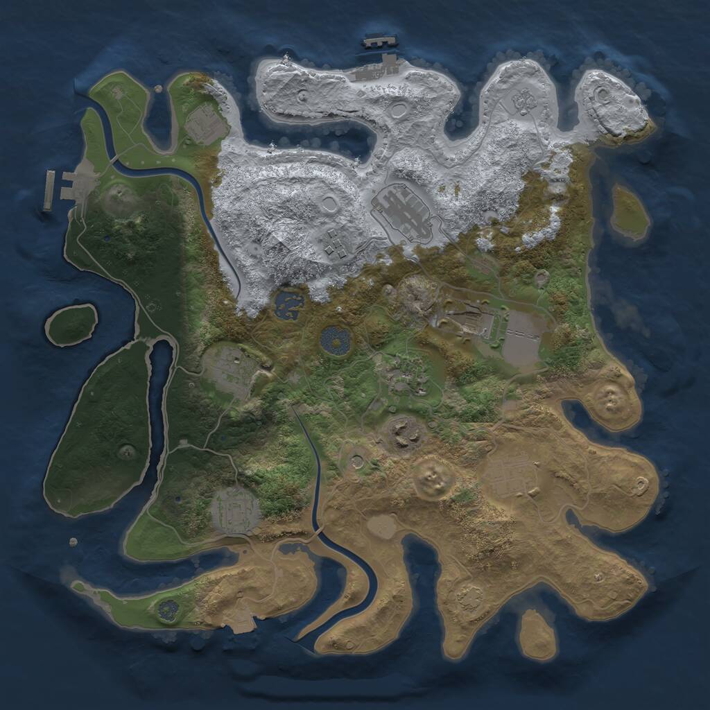 Rust Map: Procedural Map, Size: 3500, Seed: 1766430533, 17 Monuments