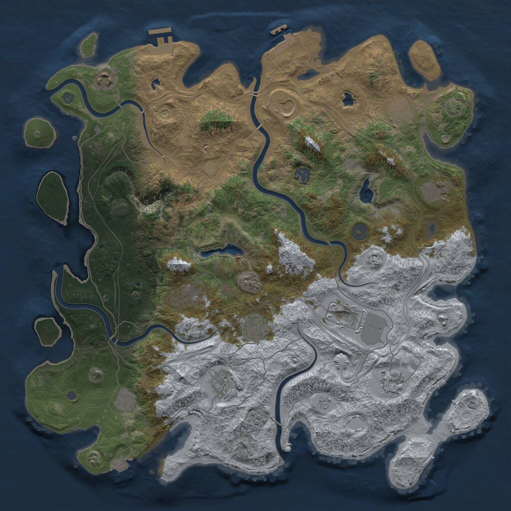 Rust Map: Procedural Map, Size: 4500, Seed: 2134659109, 19 Monuments