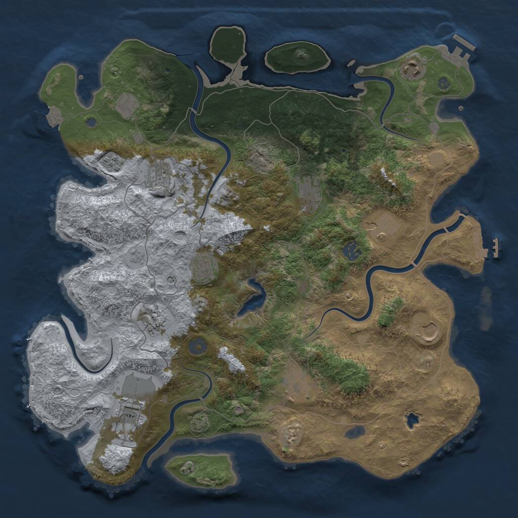 Rust Map: Procedural Map, Size: 4200, Seed: 1453065186, 19 Monuments