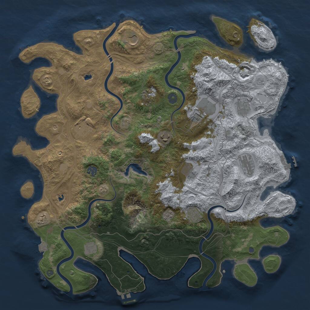 Rust Map: Procedural Map, Size: 4500, Seed: 396491, 19 Monuments
