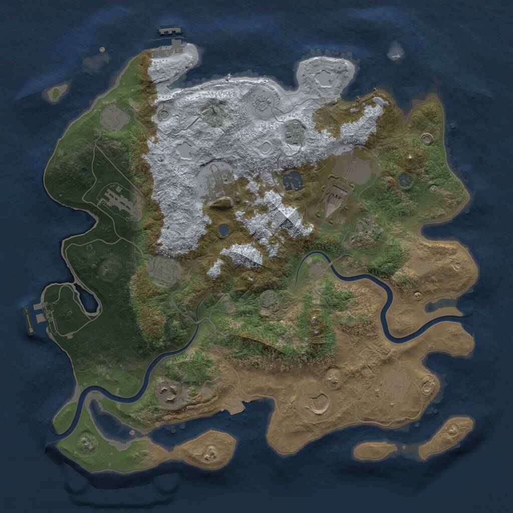 Rust Map: Procedural Map, Size: 3700, Seed: 1887487591, 18 Monuments