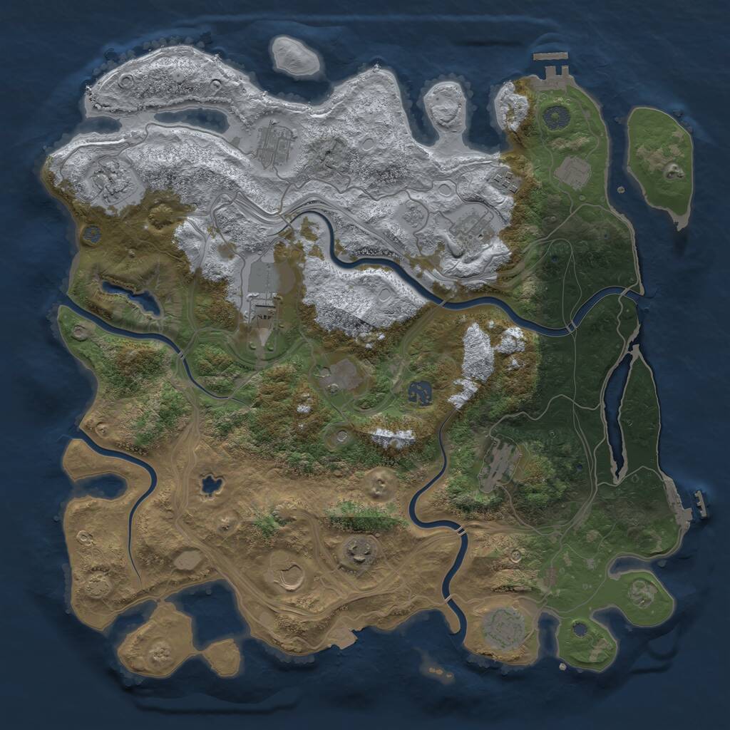Rust Map: Procedural Map, Size: 4250, Seed: 163574417, 19 Monuments
