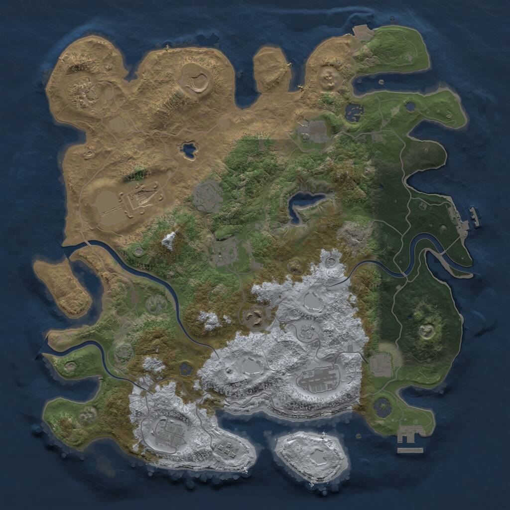 Rust Map: Procedural Map, Size: 4000, Seed: 1663376879, 19 Monuments