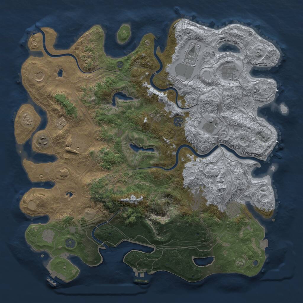 Rust Map: Procedural Map, Size: 4500, Seed: 2097571256, 19 Monuments