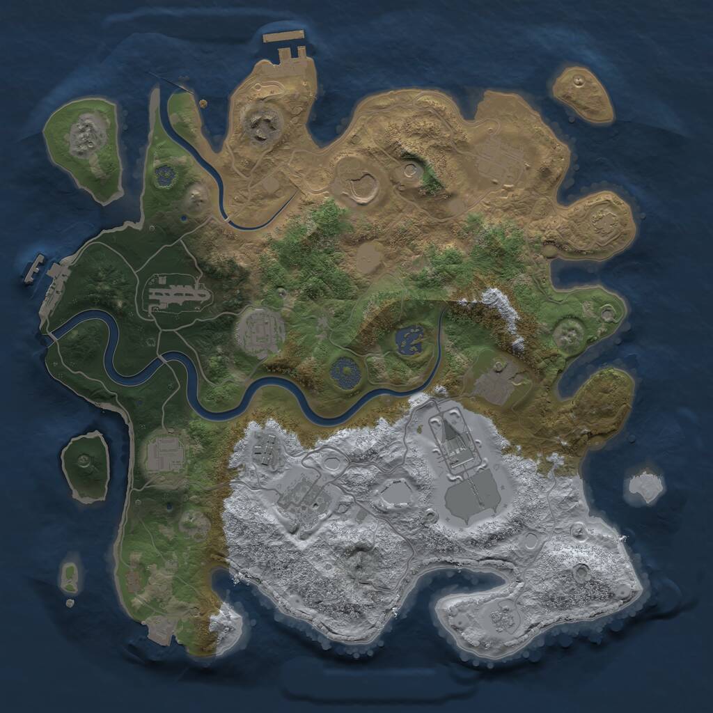 Rust Map: Procedural Map, Size: 3500, Seed: 132093561, 18 Monuments