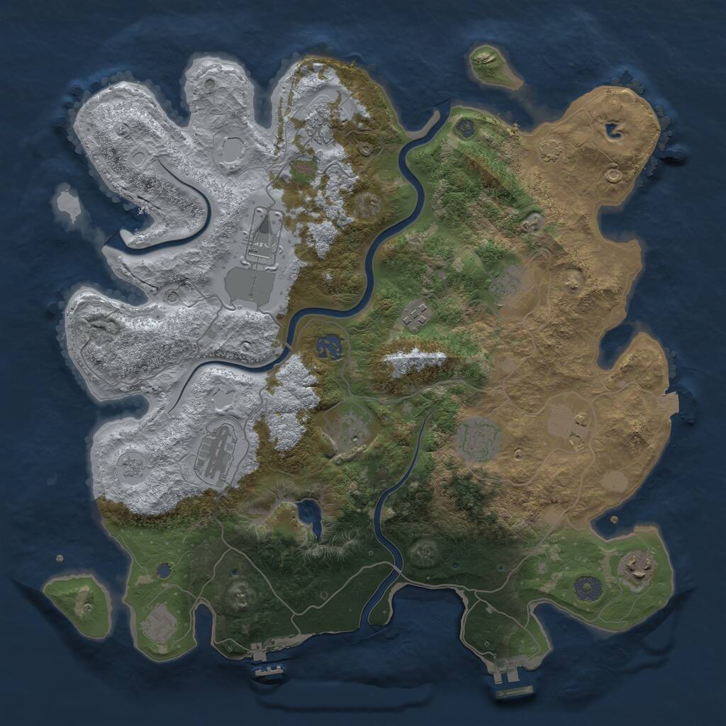 Rust Map: Procedural Map, Size: 4000, Seed: 1106429558, 18 Monuments