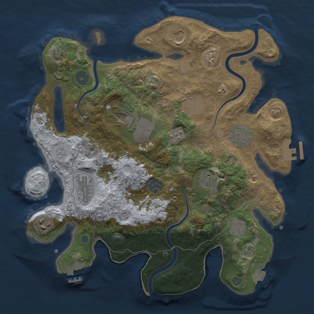 Rust Map: Procedural Map, Size: 3500, Seed: 1831842428, 17 Monuments