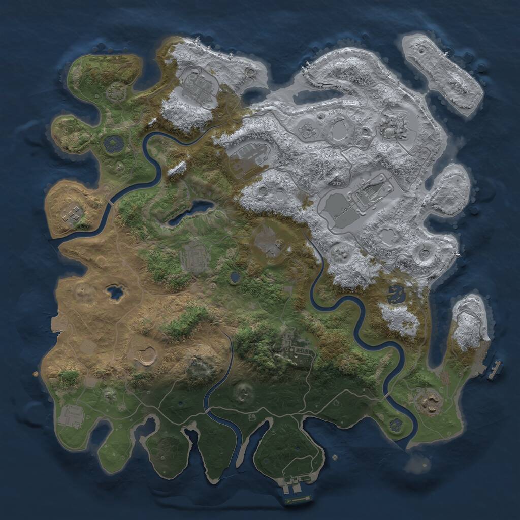 Rust Map: Procedural Map, Size: 4000, Seed: 2056165801, 19 Monuments