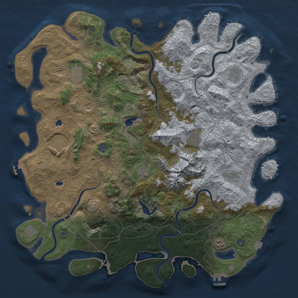 Rust Map: Procedural Map, Size: 5050, Seed: 72486, 19 Monuments