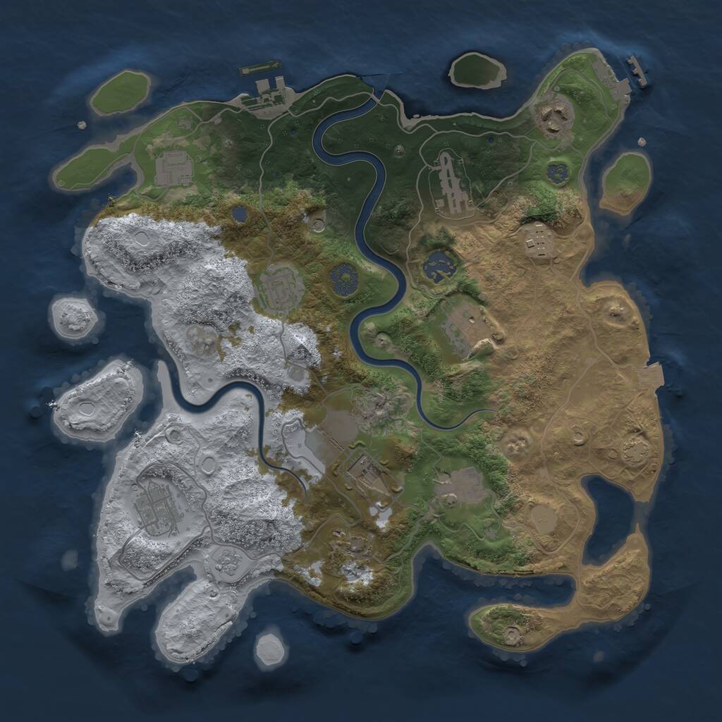 Rust Map: Procedural Map, Size: 3500, Seed: 521982387, 18 Monuments