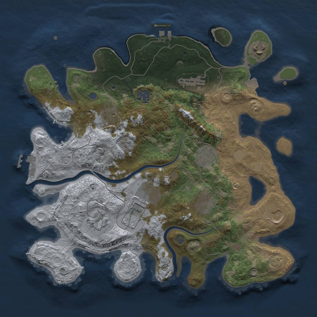 Rust Map: Procedural Map, Size: 3500, Seed: 560169381, 18 Monuments