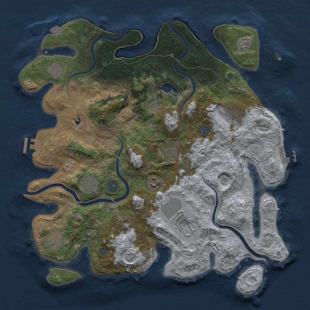 Rust Map: Procedural Map, Size: 4000, Seed: 1099549535, 17 Monuments