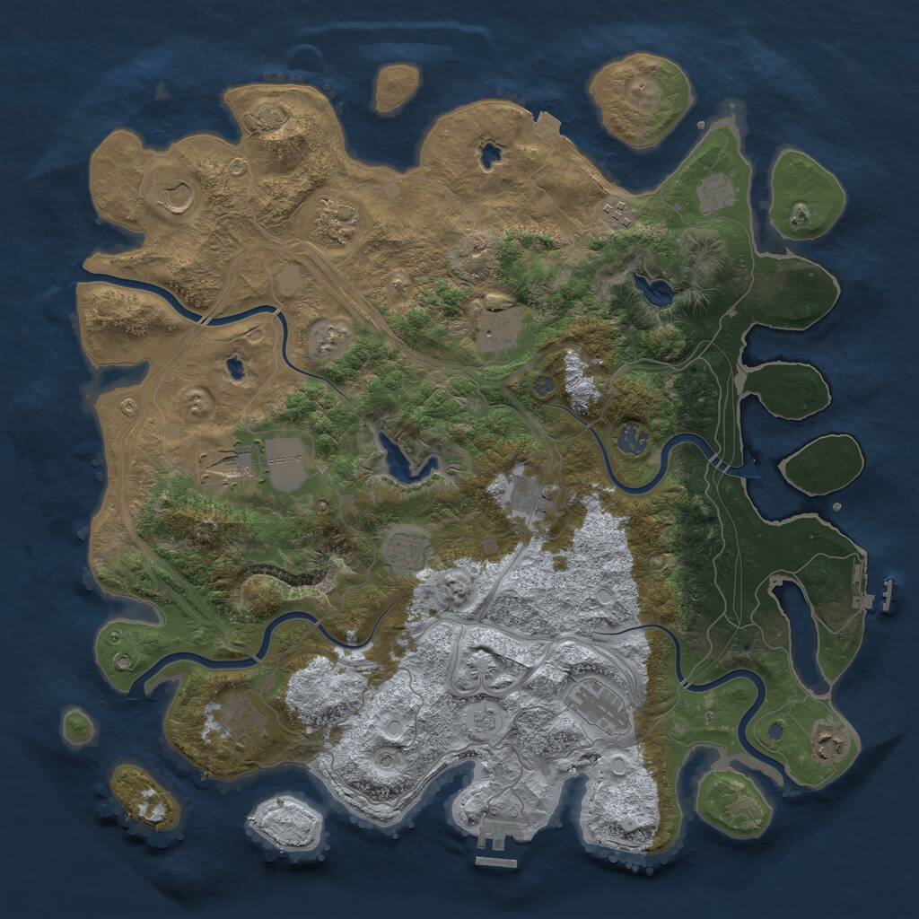 Rust Map: Procedural Map, Size: 4500, Seed: 2143121172, 17 Monuments