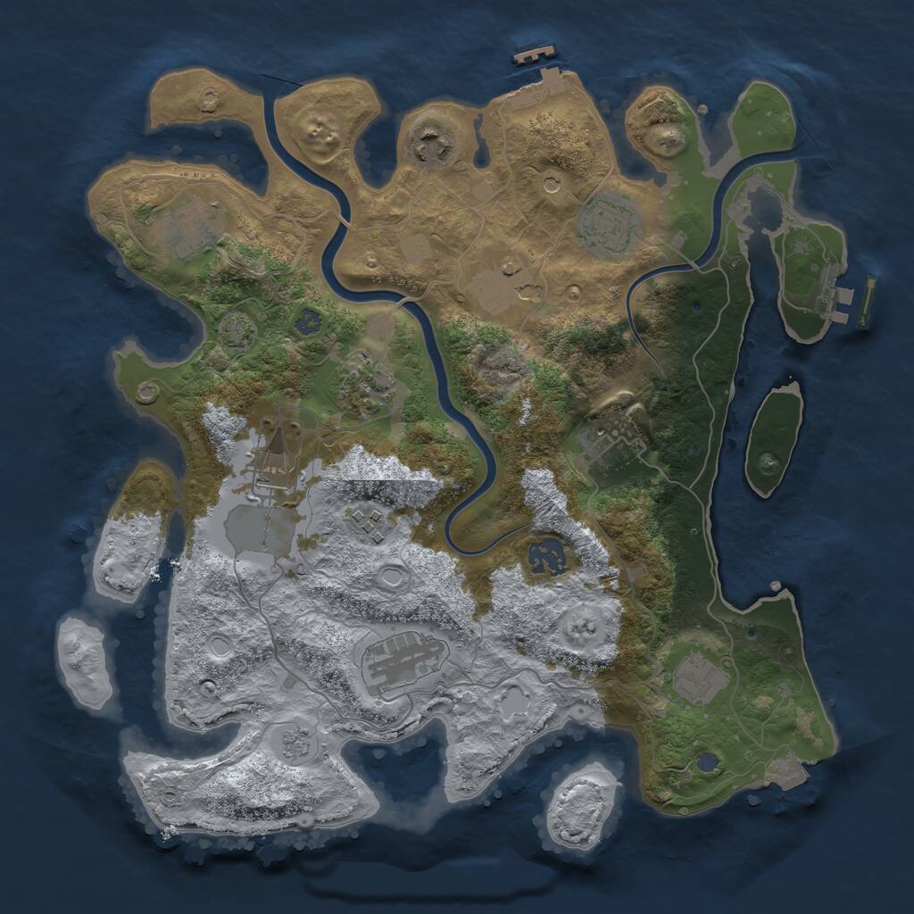 Rust Map: Procedural Map, Size: 3500, Seed: 307418421, 18 Monuments