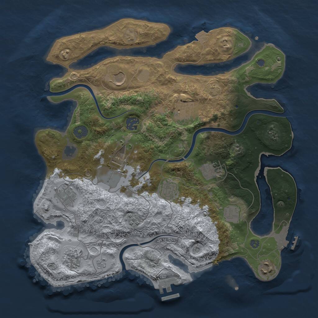 Rust Map: Procedural Map, Size: 3500, Seed: 858417102, 18 Monuments