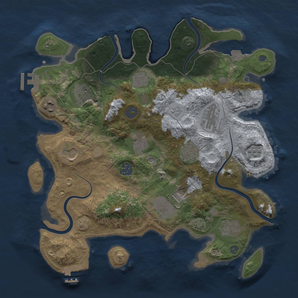 Rust Map: Procedural Map, Size: 3500, Seed: 2117913006, 18 Monuments