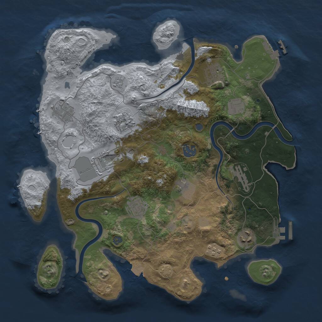 Rust Map: Procedural Map, Size: 3500, Seed: 1305851288, 18 Monuments