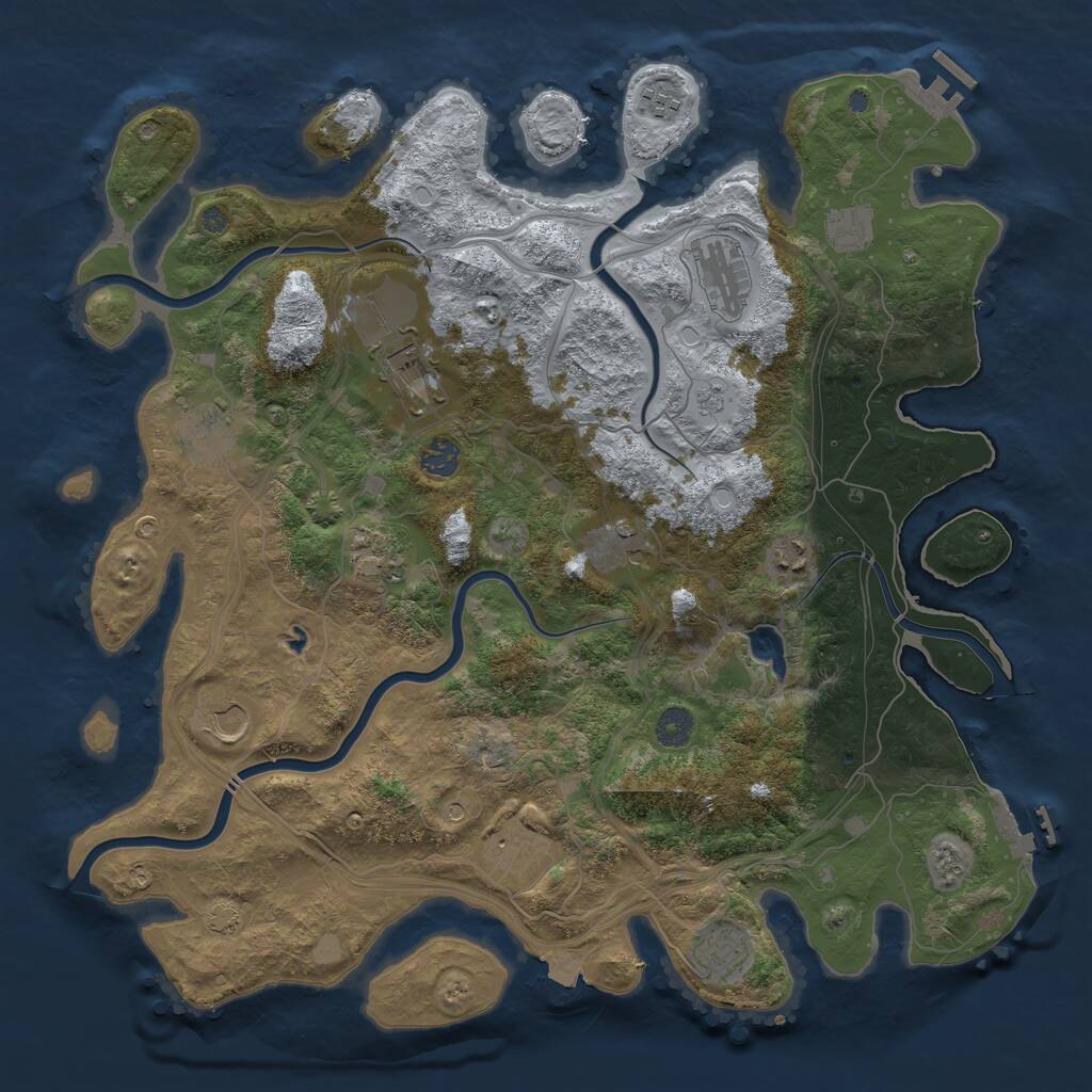 Rust Map: Procedural Map, Size: 4250, Seed: 53096441, 19 Monuments