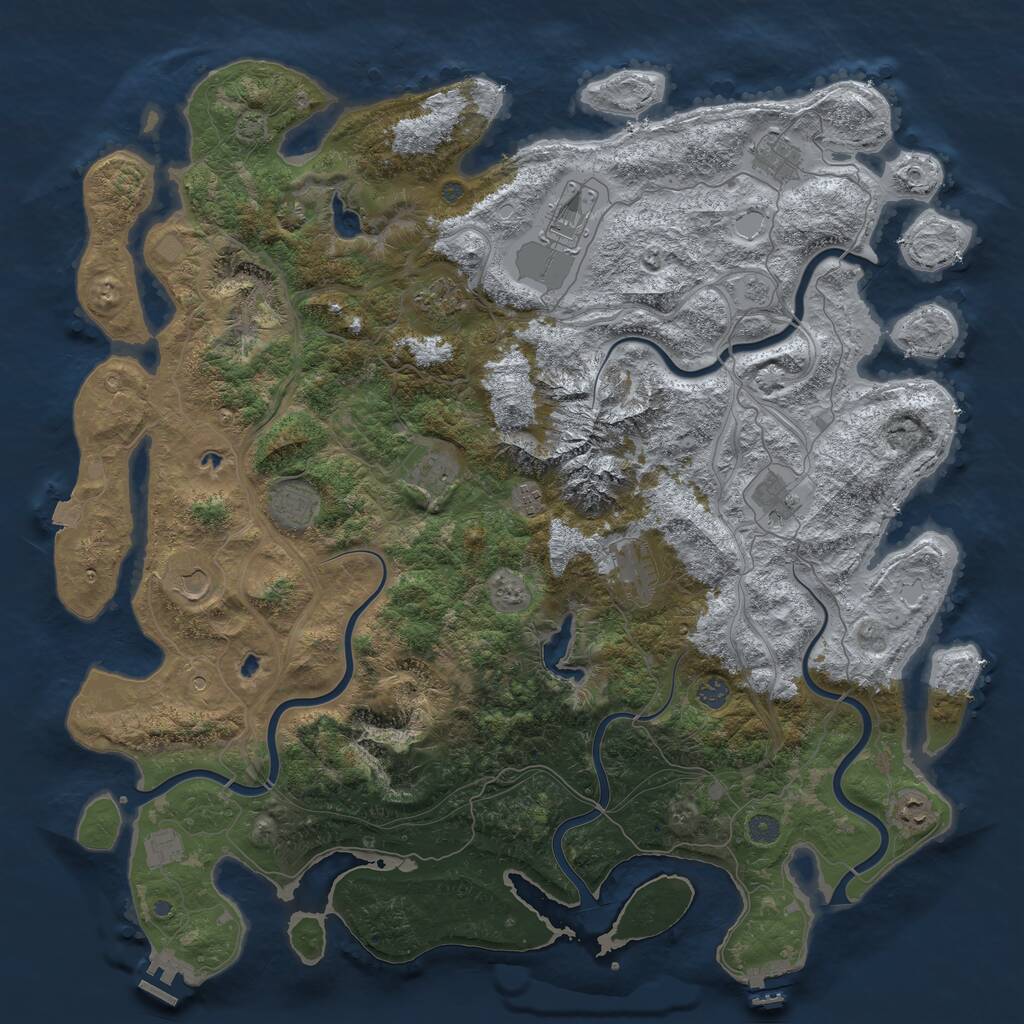 Rust Map: Procedural Map, Size: 5000, Seed: 469673, 19 Monuments
