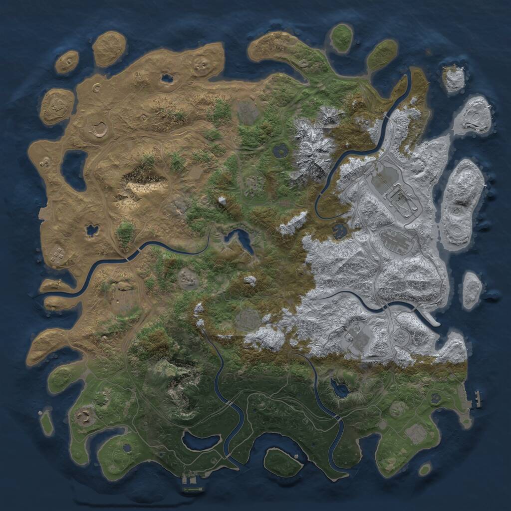 Rust Map: Procedural Map, Size: 5000, Seed: 3587689, 19 Monuments