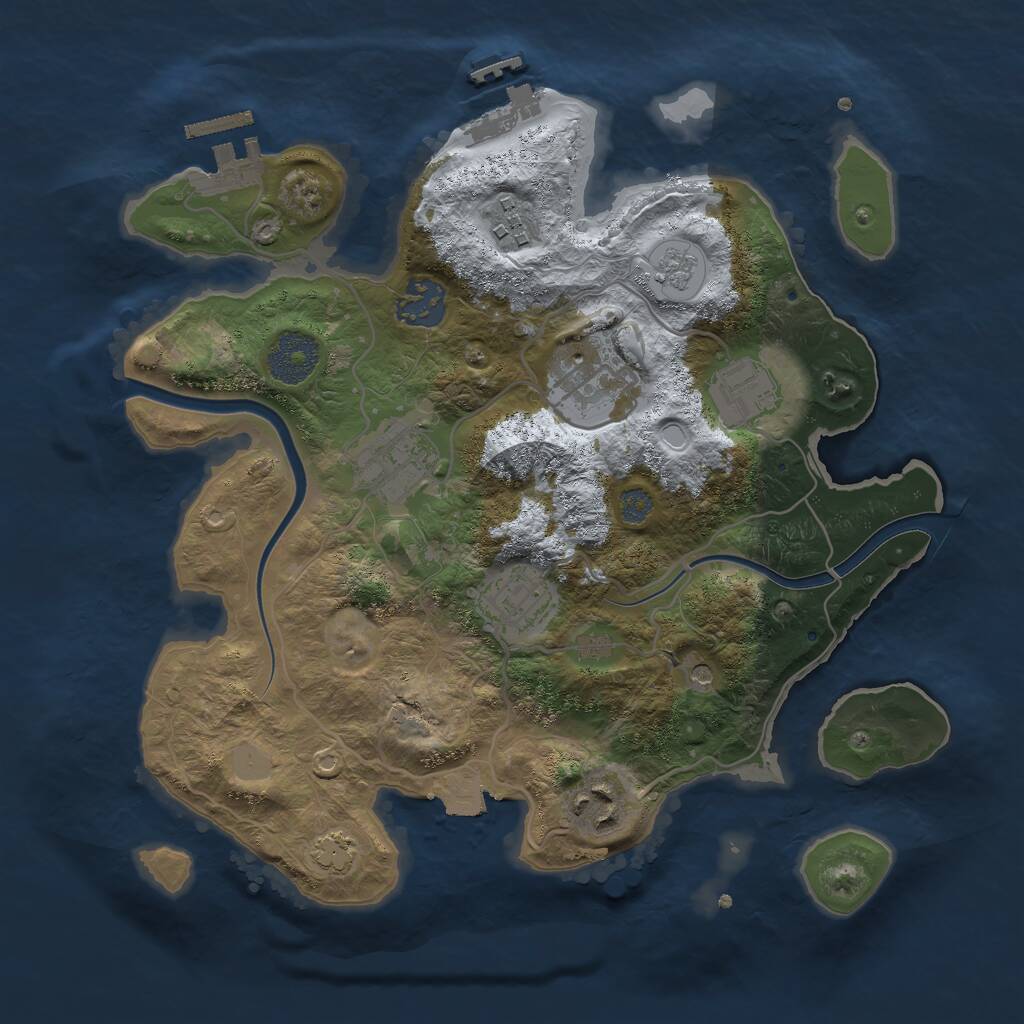 Rust Map: Procedural Map, Size: 3000, Seed: 2074736557, 14 Monuments