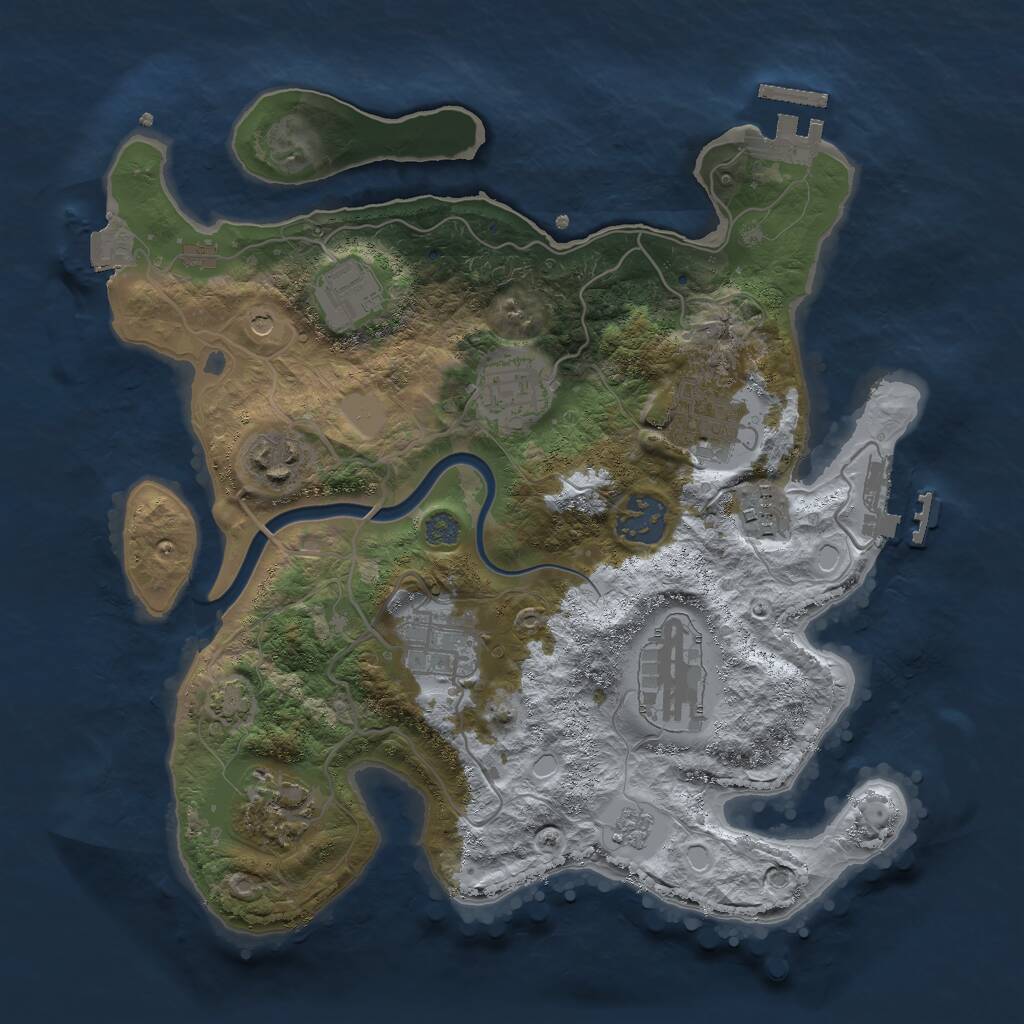 Rust Map: Procedural Map, Size: 3000, Seed: 874707591, 16 Monuments