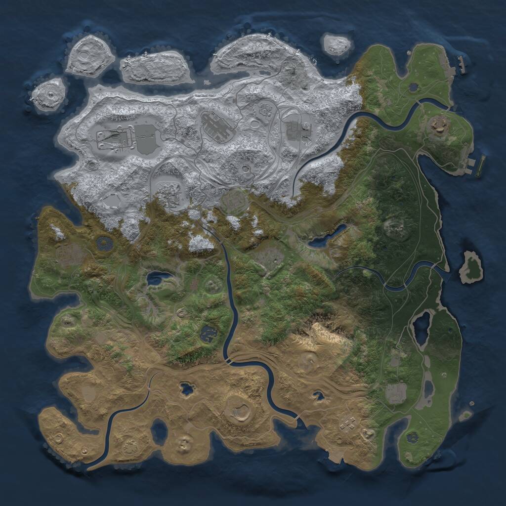 Rust Map: Procedural Map, Size: 4500, Seed: 1845625162, 17 Monuments
