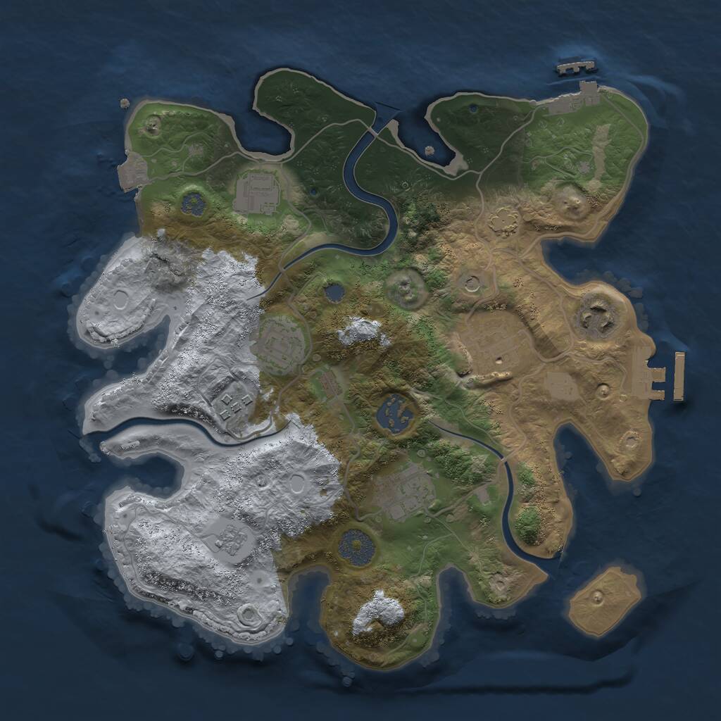 Rust Map: Procedural Map, Size: 3000, Seed: 1574204957, 14 Monuments