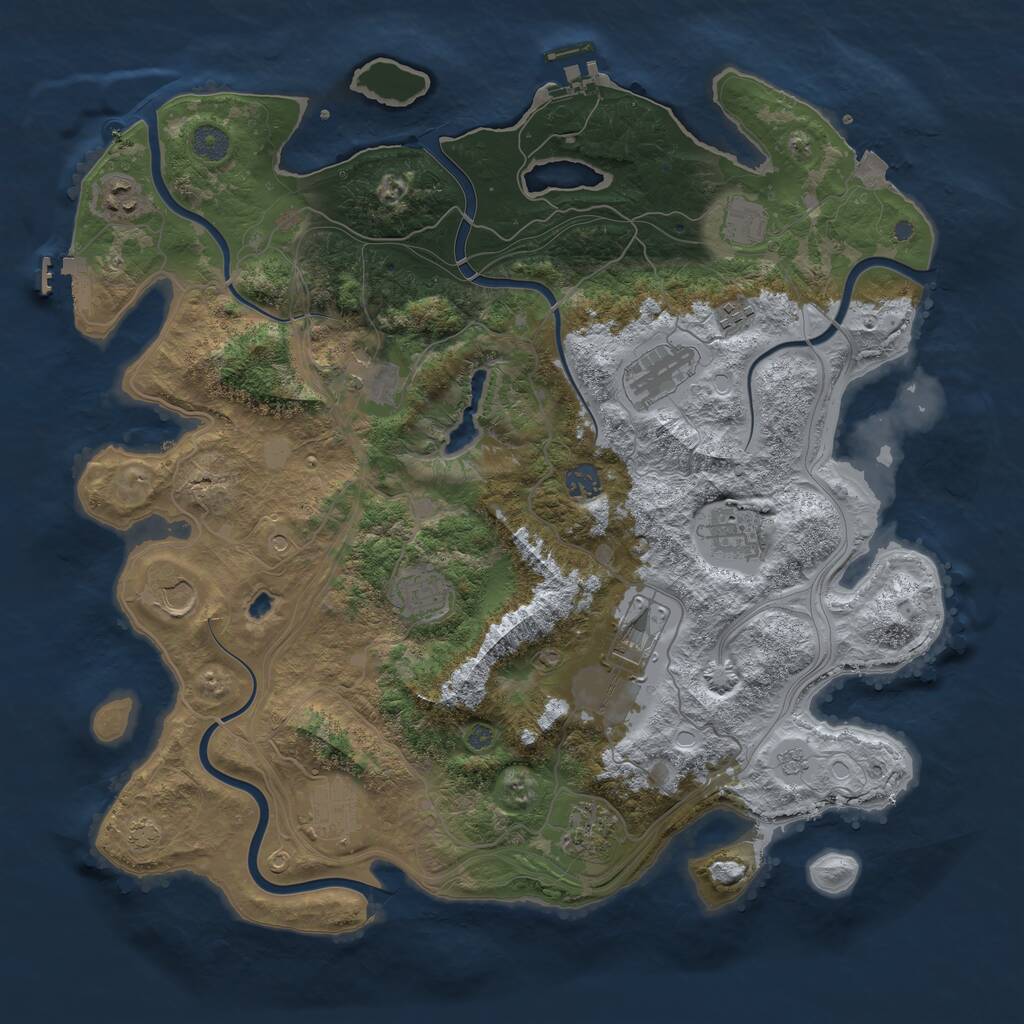 Rust Map: Procedural Map, Size: 4250, Seed: 1036848332, 19 Monuments