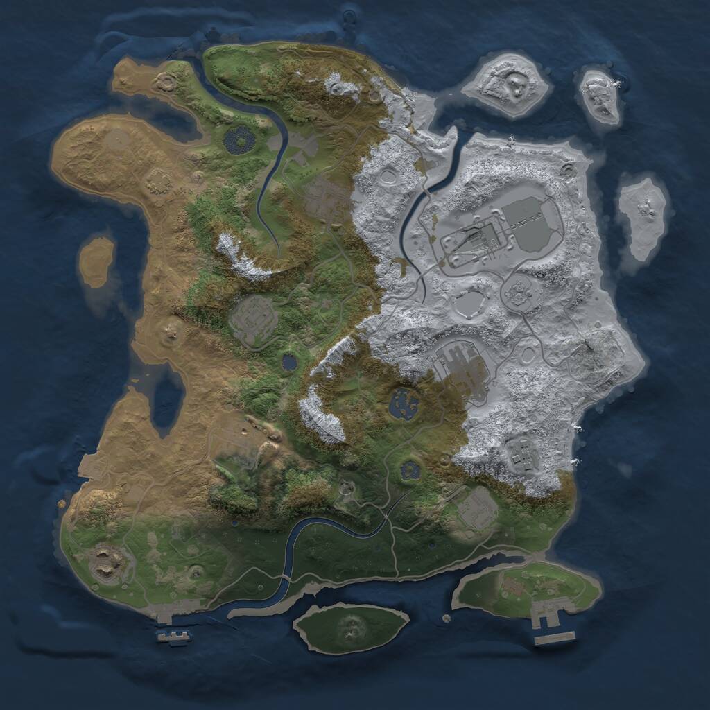 Rust Map: Procedural Map, Size: 3500, Seed: 1079824962, 16 Monuments