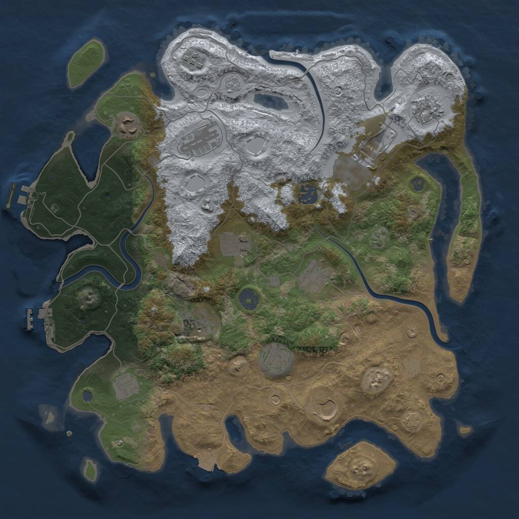 Rust Map: Procedural Map, Size: 3800, Seed: 1255517319, 17 Monuments