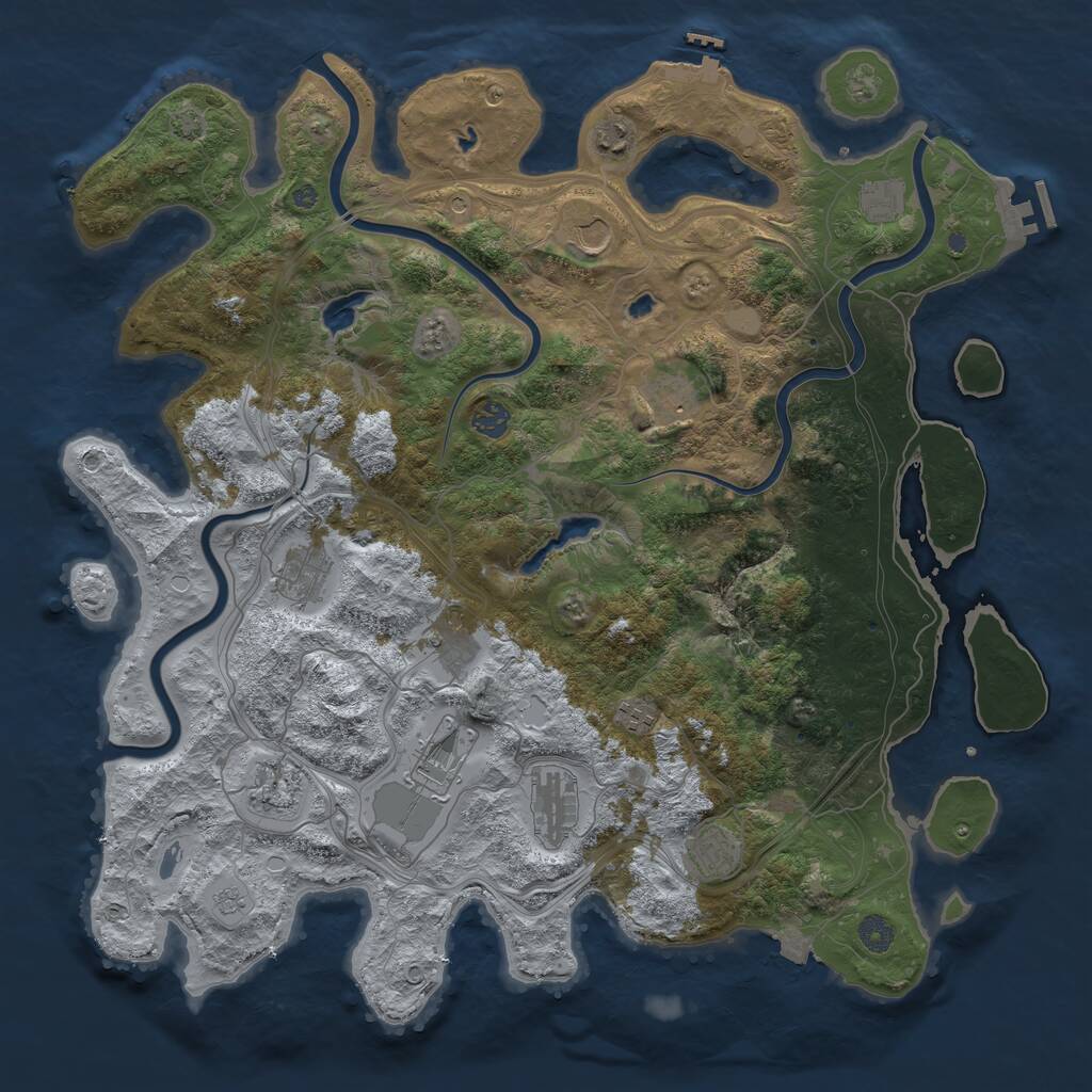 Rust Map: Procedural Map, Size: 4500, Seed: 1272636226, 19 Monuments