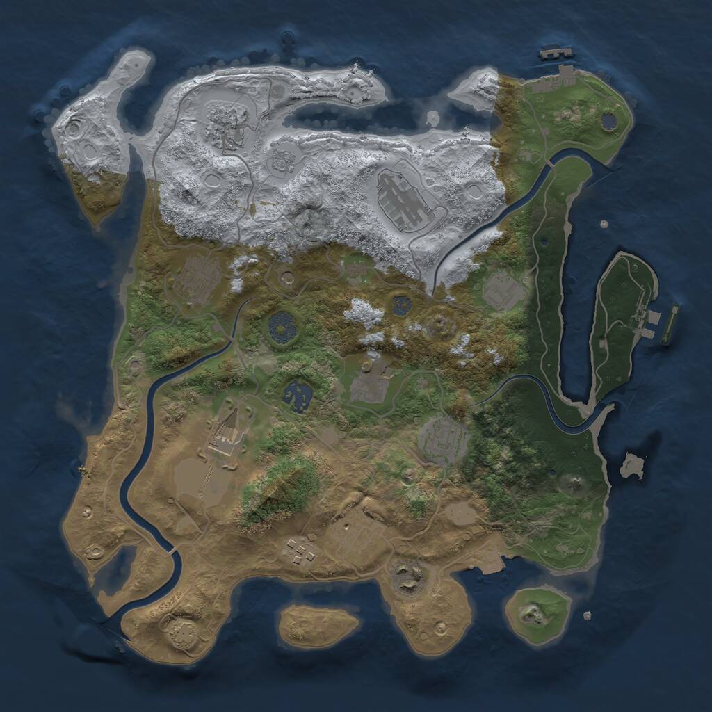 Rust Map: Procedural Map, Size: 3500, Seed: 860813064, 16 Monuments